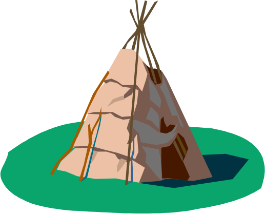 Een indianentent (tipi) in het dorp