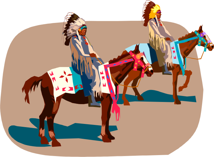 Twee indiaanse opperhoofden te paard