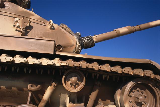 Tank als beeld van militaire dreiging in de wereld